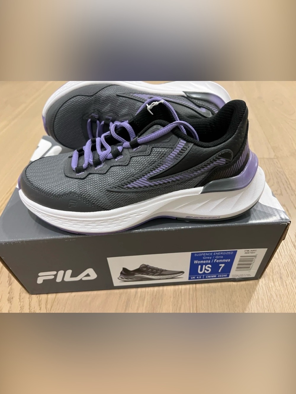 FILA Women's Gray and Purple Lace-Up Athletic Sneaker